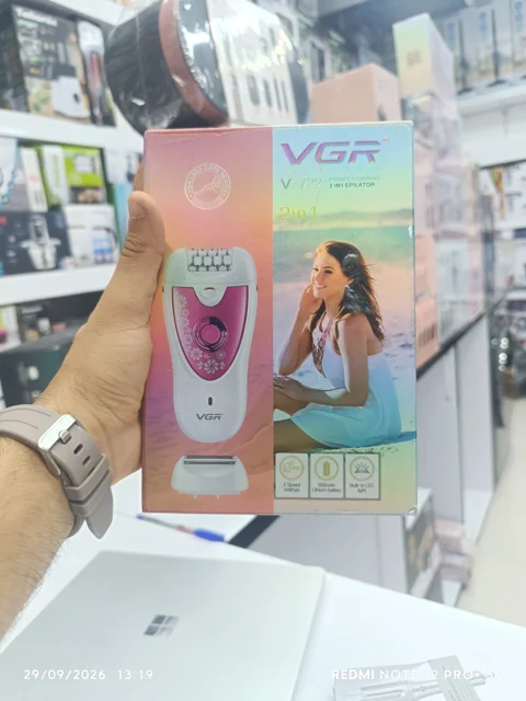 اپیلاتور وی جی آر مدل V-722 دوکاره رنگ سفید و صورتی